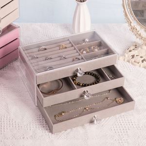 Kotak Penyimpanan Perhiasan 3 Laci 3 Tingkat yang Dapat Disesuaikan, Laci untuk Penyimpanan Anting dan Cincin - Product Image 3