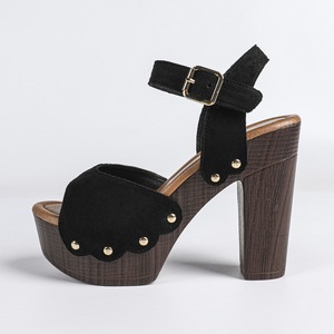 Sandales à talons pour femmes, bout ouvert, talon épais, plateforme, boucle tendance, couleur unie, chaussures à talons hauts, taille 35-40 - Product Image 5
