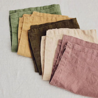 Serviettes de table lavables en lin pur français 100% stonewashed pour mariage, dîner et cocktail, 16*16, serviette en lin