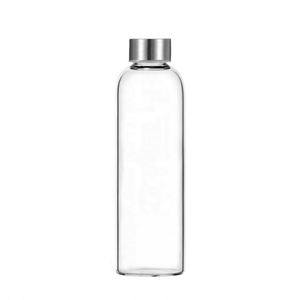 Custom Logo Large Stock Transparent High Borosilicate <b>Glass</b> Water <b>Bottle</b> 500ml 750ml 1000ml <b>with</b> Stainless <b>Lid</b> for Camping - Product Image 1