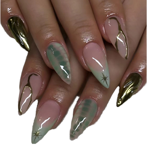 Juego de 24 Uñas <span class=keywords><strong>Postizas</strong></span> de ABS con Forma de Almendra, Diseño de Uñas Francesas, Cobertura Completa, Largas, con Diseño de Patrón Stiletto - Product Image 1