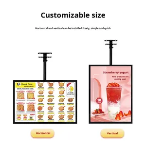 Caja LED ultrafina para TV montada en la pared, <span class=keywords><strong>cartel</strong></span> magnético de aluminio, tablero de visualización <span class=keywords><strong>luminoso</strong></span> para hamburguesa, tienda de té con leche, <span class=keywords><strong>publicidad</strong></span> - Product Image 2