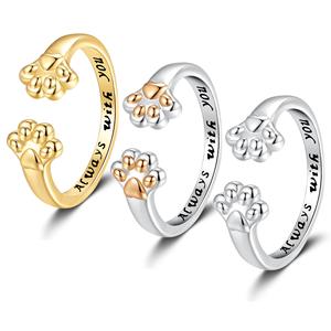 Fashionable Trendy Cat Paw Open <b>Ring</b>/<b>Pinky</b> <b>Ring</b> Brass Adjustable Jewelry for <b>Men</b>/Women Unisex Wedding Engagement Gift <b>Ring</b> - Product Image 1