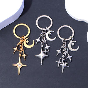 YW Simple alliage creux étoile lune mousqueton porte-clés pour hommes et femmes bagage sac cadeau - Product Image 1