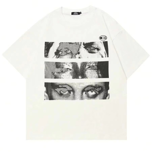 Camiseta de Verano para Hombre, Cuello Redondo, Manga Corta, Estampado de Letras, Estilo Casual, Lavado Desgastado, Personalización Disponible F10 - Product Image 1