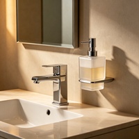 Distributeur de savon liquide en verre givré, en alliage de zinc durable, de haute qualité, à fixation murale, pour hôtel, villa