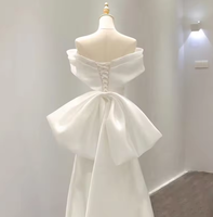 Robe de mariée légère française 2024 nouvelle jupe en queue de poisson rétro Banquet tempérament Satin robe de mariée principale blanche petite queue