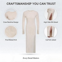 Robe moulante mini côtelée respirante personnalisée à manches longues en viscose unie tricotée décontractée OEM ODM