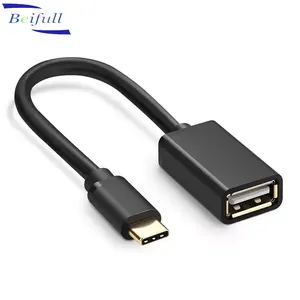 带公头C到母USB 2.0 A适配器的USB C OTG电缆