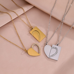 Ciondolo Collana Personalizzabile a <span class=keywords><strong>Cuore</strong></span> Aperto in Acciaio Inossidabile Placcato Oro, Design Vuoto per Incisione Fai-da-te, Gioielli - Product Image 3