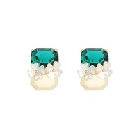 Pendientes de resina con diseño de flor para mujer, joyería elegante de 18k con corte de Esmeralda, chapado en oro, diseño de arte Original