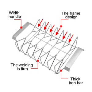 Buiten- en binnenkippenvlees- en BBQ-ribrek van roestvrij staal, braadrek voor gasgrill, keukenrotisserie voor kamperen - Product Image 3