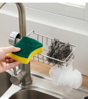 HANGSHAU Organisateur de maison Robinet d'évier réglable Support de rangement Égouttoir à savon Étagère Panier Salle de bain Cuisine Porte-éponge