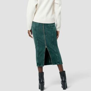 กระโปรงแม็กซี่ทรงเข้ารูปเอวสูงผ้าทวิลล์แบบมีซิปหลังสำหรับผู้หญิงสั่งทำขายส่ง - Product Image 4