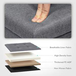SKY-TOUCH Fabric Folding <b>Storage</b> Ottoman <b>Seat</b> Padded 150KG Capacity for Entry Bedroom <b>Hallway</b> Living Room - Product Image 2