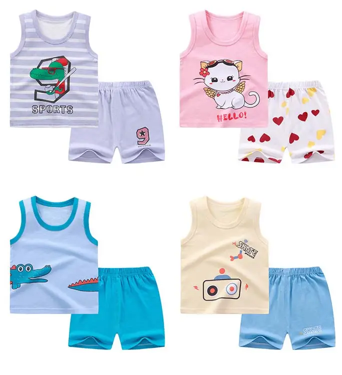 Neue Kinder Weste Sommer anzug Jungen und Mädchen Shorts ärmellose Top Anzug Kinder kleidung