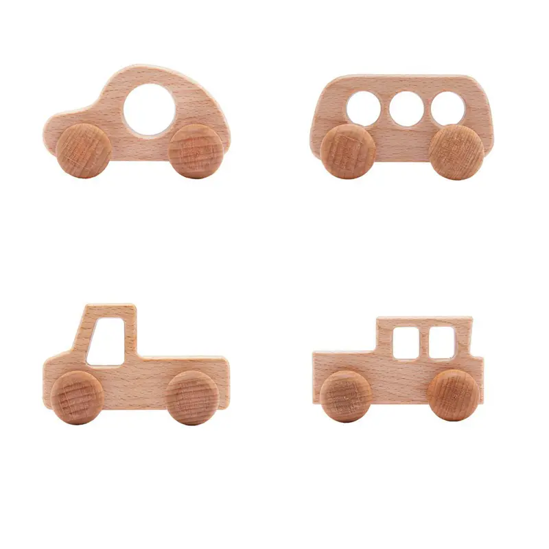 Creative Montessori Beechwood Wooden Grasping Toys Nursery School Natural Wooden Toy Cars For Babies And Toddlers