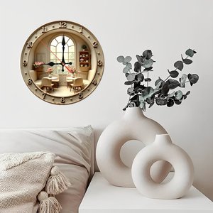 Round Wooden Wall <b>Clock</b> 25x25Cm Indoor Hanging Quartz Silent Modern Home Decor - Product Image 3