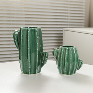 <span class=keywords><strong>Vaso</strong></span> <span class=keywords><strong>da</strong></span> tavolo in ceramica smaltata di colore brillante fatto a mano per composizioni di fiori d'acqua ornamenti <span class=keywords><strong>Cactus</strong></span> fattoria per soggiorno - Product Image 3