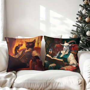 Cojín decorativo para caballero, decoración navideña, leopardo, cabra, león, degustación de vinos y lectura, decoración acogedora para el hogar. - Product Image 3
