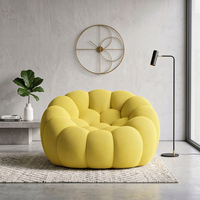 ModHomi Fauteuil individuel en éponge compressée sous vide, sans structure, jaune citrouille, fauteuil d'appoint relaxant pour salon