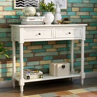Console d'entrée contemporaine moderne de style français en chêne blanc antique avec 2 tiroirs de rangement pour salon et mobilier de maison