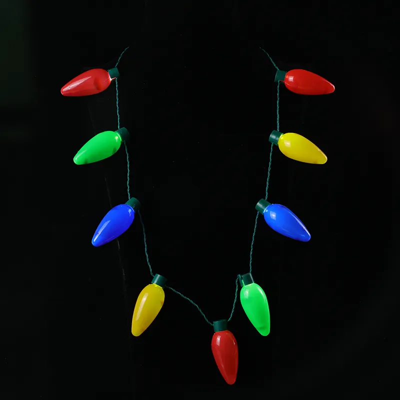 High quality christmas decor led luminous necklace flashing light up jumbo bulb led necklace