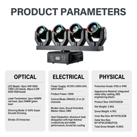 Luz Móvil Profesional de 4 Ojos LED de 150W con Control DMX, Iluminación de Haz para DJ, Discoteca, Bar, KTV, Bodas, Fiestas, Escenarios, IP20