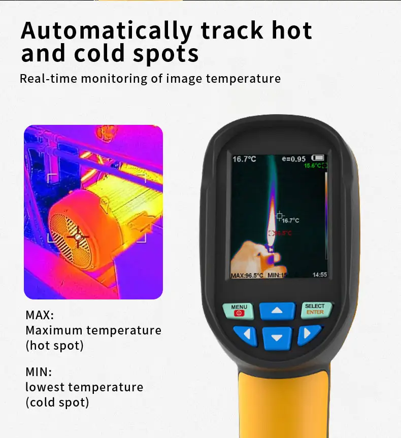 High Resolution Accuracy 256*192 Handheld Infrared Industrial Thermal Imager Heat Camera for Water Pipe Leak