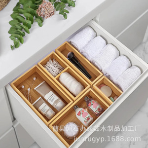 Bamboo Wood <b>Storage</b> <b>Box</b> Drawer Type Rectangular Space Saving <b>Kitchen</b> Organizer For Seasoning Tableware Utensils - Product Image 3