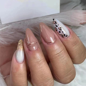 <span class=keywords><strong>Uñas</strong></span> postizas francesas con punta de diamante, estilo bailarina, acrílicas, a presión - Product Image 6