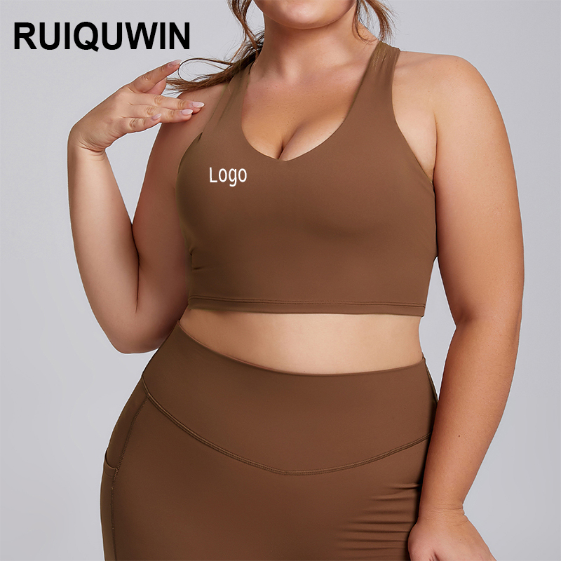 RUIQUWIN Wholesale Plus Size Women's High Stretch Sports Bra High Support Breathable Yoga Vest Lightweight Soft Workout Top