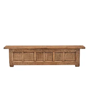 Mueble antiguo chino rústico de madera tallada, mueble de almacenamiento de sala de estar Natural, renovado