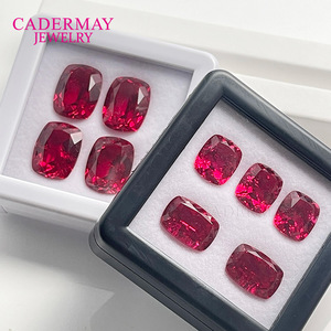 Oblong Ruby Loose Stone Rectangle Red Synthetic Corundum For Jewelry Making - Product Image 2