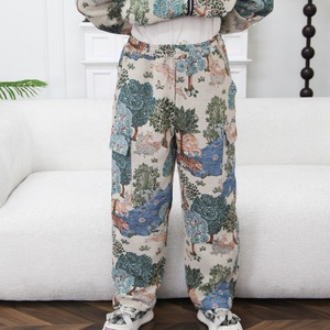 OEM ODM Streetwear Casual Trousers Woven Tapestry <strong>Pants</strong> with <strong>Forest</strong> Animal Pattern Men's Jacquard <strong>Pants</strong> Custom Design - Product Image 2