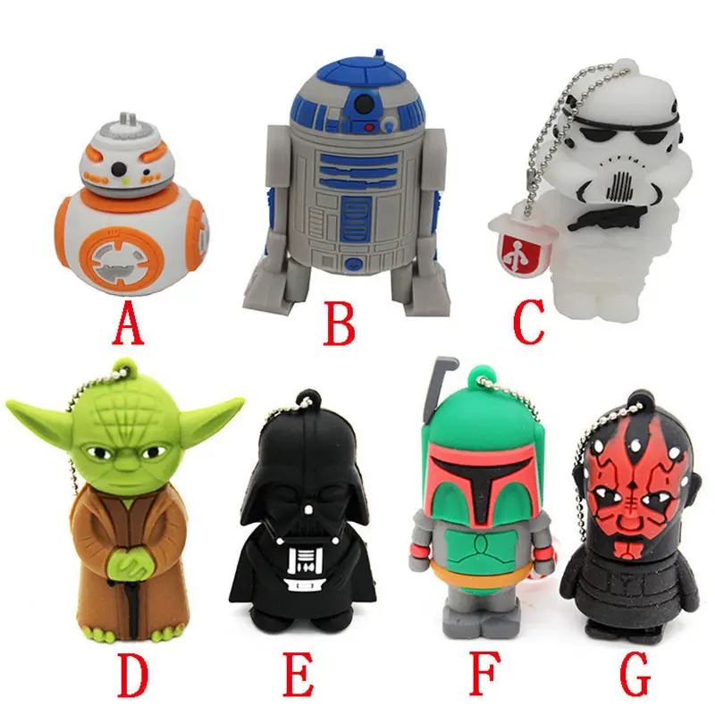 Hot Selling pvc Pendrive Cartoon Usb Star Flash Drive Wars Memorias 4gb 8gb 16g 32gb 64 Gb U Disk 2.0 Thumb Drive