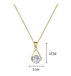 Buddhism 18k Gold Plated Water Droplet Pendant Necklace Women Collarbone <b>Chain</b> - Product Image 2
