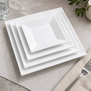 Assiettes à Dîner Carrées en Céramique de <span class=keywords><strong>Porcelaine</strong></span> Blanche de Bonne Qualité, En Gros, En Stock pour Hôtels - Product Image 2