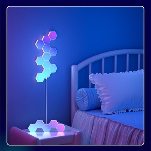 USB-kết nối thông minh RGB <span class=keywords><strong>LED</strong></span> tường ánh sáng tuya trong nhà môi trường xung quanh trang trí cho phòng chơi game hiện đại Trắng ABS hình lục giác thiết kế - Product Image 2