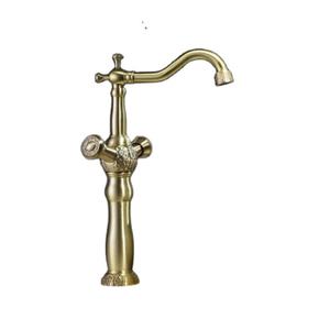 Robinet de <span class=keywords><strong>lavabo</strong></span> en laiton <span class=keywords><strong>doré</strong></span>, mitigeurs de <span class=keywords><strong>lavabo</strong></span> Vintage à double poignée robinet de salle de bains - Product Image 1