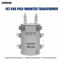 Transformateur monophasé immergé LEINENG pour poteau de distribution 25 50 75 100 167 kVA 11 kV 240 V 480 V pour projets utilitaires