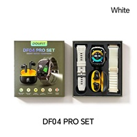 Jam Tangan Pintar DF04 Pro Set dengan Earbud GPS Panggilan Telepon Pelacak Detak Jantung Pelacak Tidur IP68 2 Tali Silikon