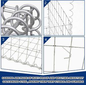 Paniers gabions modulaires en treillis métallique <span class=keywords><strong>galvanisé</strong></span> Tandefio, jardinières en pierre <span class=keywords><strong>à</strong></span> trous carrés, modèle CLO-Tandefio-1666, pose rapide et facile - Product Image 6