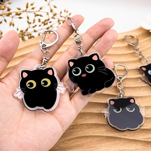 พวงกุญแจอะคริลิคน้ำหนักเบา กันน้ำ ลายแมวน้อยสีดำสุดน่ารัก ชุด 5 ชิ้น - ของขวัญแปลกใหม่สำหรับคนรักแมวในวันฮาโลวีน - Product Image 1