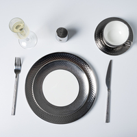 Assiettes plates de luxe en porcelaine fine P&T, électroplaquées argent, motif diamant, 9 pouces, pour banquets