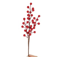 Branchelettes artificielles de baies rouges en plastique pour sapin de Noël et décoration intérieure – Vente directe usine