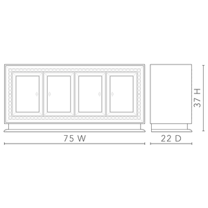 <span class=keywords><strong>Buffet</strong></span> en bois blanc vintage de luxe, armoire à 4 portes avec bordure perlée pour salon, personnalisable - Product Image 6