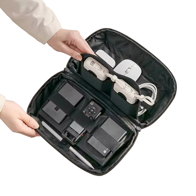 Travel Cable Organizer Bag for Electronic Accessories Power Bank Carrying Men Handheld Zipper Pouch Bag Hard Drive Case