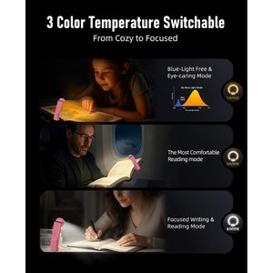 HIONXMGA Clip On Book Light Touch Control Rechargeable <b>LED</b> Reading Lamp For <b>Bed</b> And Books With 3 Amber Colors - Product Image 4