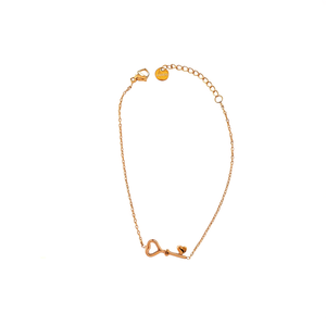 Bracelet à Chaîne Fine en Acier Inoxydable 316L Plaqué Or PVD, Design Cœur et Clé, Bijou Durable et Résistant - Product Image 2